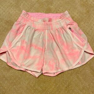 Lululemon tiedye pink running shorts (size 4)
